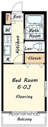 東京都新宿区大京町[1K/20.52m2]の間取図