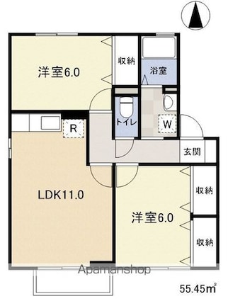 リヴィエール[2LDK/55.45m2]の間取図