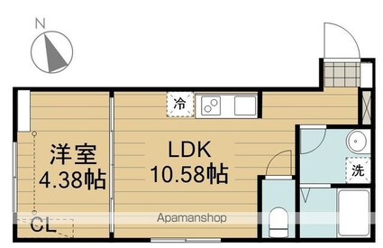 グランディール羽村[1LDK/31.26m2]の間取図