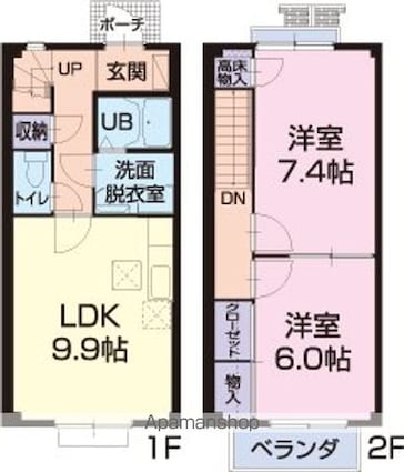 ＴＷＩＮＯＡＫＳ[2LDK/59.62m2]の間取図
