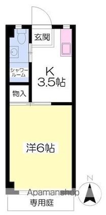 第６グリーンハイツ[1K/19.44m2]の間取図