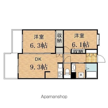 プレンディヒルズ高幡不動　ＰＬＥＮＤＹＨＩＬＬＳ[2DK/52m2]の間取図