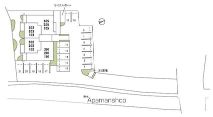 岡山県岡山市北区三野２丁目[1LDK/41.23m2]の配置図