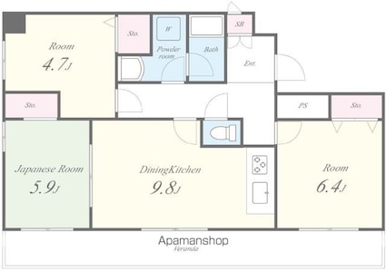 シティハウス柏[3LDK/60.5m2]の間取図