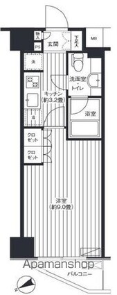 王子神谷パークサイドハイツ[1K/28.28m2]の間取図