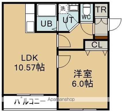 メゾンパティオ神山[1LDK/45.09m2]の間取図