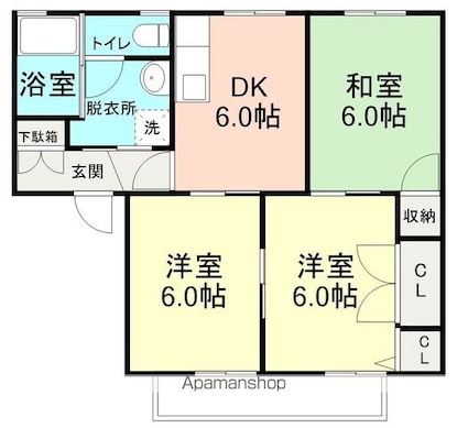 熊本県八代市西片町[3DK/53.22m2]の間取図