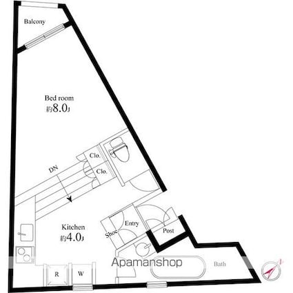 メイプル新中野[1R/35.84m2]の間取図