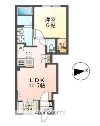 セラヴィ[1LDK/43.21m2]の間取図