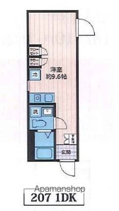 東京都世田谷区駒沢２丁目[1DK/22.14m2]の間取図