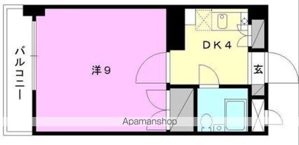 ウエストビル松山[1K/25.92m2]の間取図