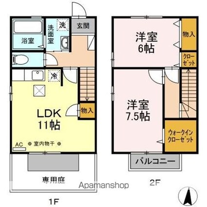 ヴィレッジコート　ＡＢ[2LDK/67.23m2]の間取図