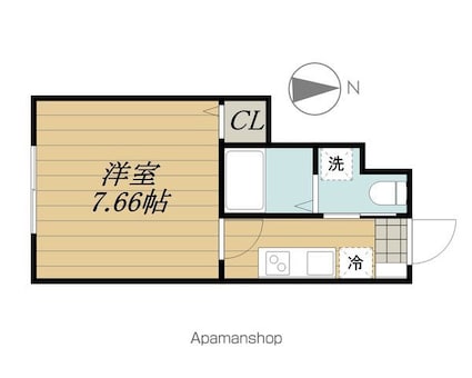 東京都立川市富士見町３丁目[1K/23.04m2]の間取図