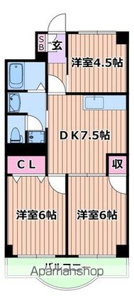 ロイヤルシオン刈部[3DK/54m2]の間取図
