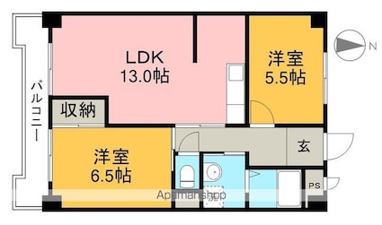 コーポ山崎（高須新町）[2LDK/55.54m2]の間取図