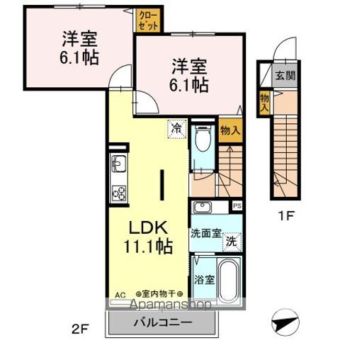 【稲城市大丸のアパートの間取り】