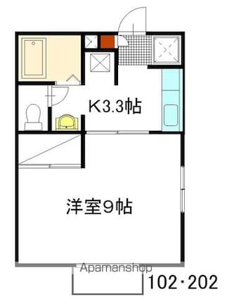 ハッピーベル[1K/28.98m2]の間取図