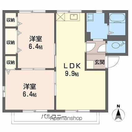 フレグランス上杉[2LDK/54.13m2]の間取図
