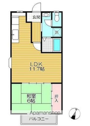 グリーンステージＡ[1LDK/41.4m2]の間取図