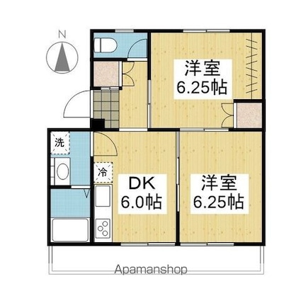 アルト堀江　２号棟[2DK/38.16m2]の間取図