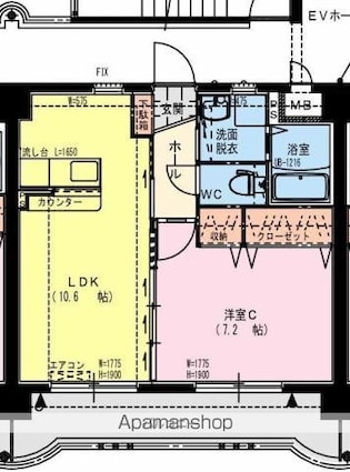 アンジェリーク[1LDK/42.16m2]の間取図