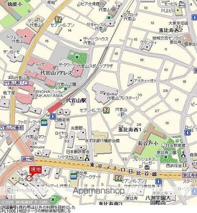 東京都目黒区中目黒１丁目[1K/25.56m2]の配置図