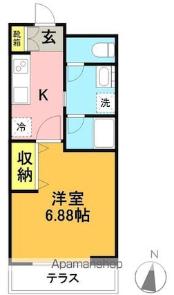 東京都世田谷区松原２丁目[1K/25.51m2]の間取図