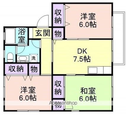 ヤマイチＰＬＡＺＡセジュール弐番館[3DK/61.24m2]の間取図