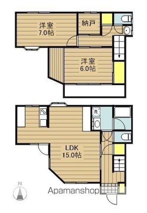 上戸田５丁目貸戸建[2SLDK/75.76m2]の間取図