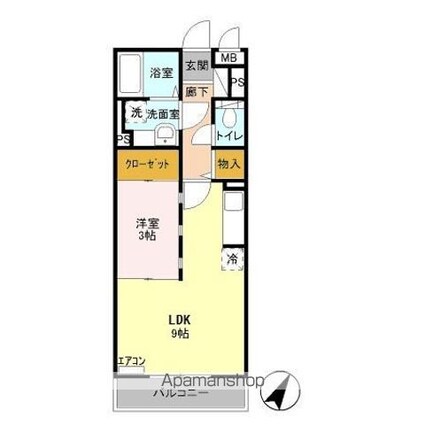 ジャルディネット[1LDK/33.62m2]の間取図