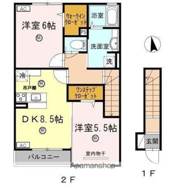 ミル・クレール[2DK/56.13m2]の間取図