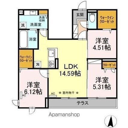 プライム　レジデンス[3LDK/71.25m2]の間取図
