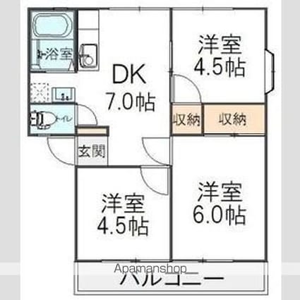 シミズハイツ[3DK/52m2]の間取図