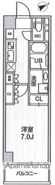 四谷坂町レジデンス[1K/25.5m2]の間取図