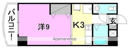 グリチネ・ドゥエ[1K/27.2m2]の間取図