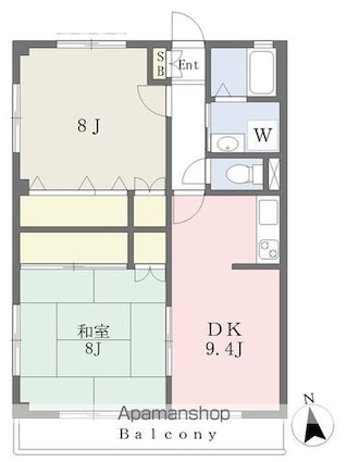 コーポ市坪[2DK/63.17m2]の間取図