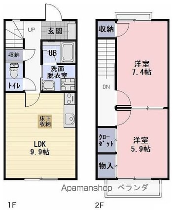 滋賀県長浜市小堀町[2LDK/59.64m2]の間取図