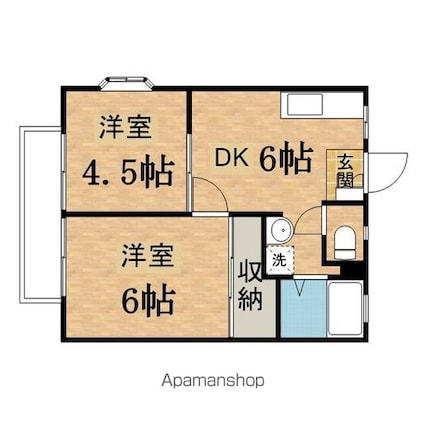 ピュアリティ多摩[2DK/35.91m2]の間取図