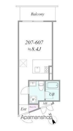 ｔｈｅ　ｔｒｉａｓ　ｋａｓｈｉｗａ[1R/20.5m2]の間取図