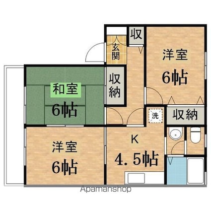 ヴィラ栗本Ａ[3K/53.79m2]の間取図