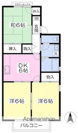 エンゼルハイムＡ棟[3DK/55.31m2]の間取図