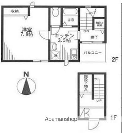 エバーハイツ大山[1K/35.14m2]の間取図