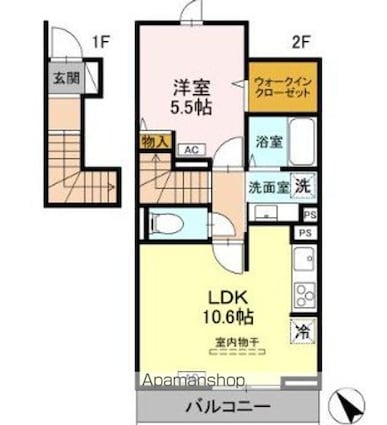 Ｄ－ＲＯＯＭ甲州街道[1LDK/44.65m2]の間取図