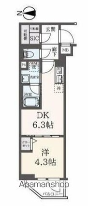ハーモニーレジデンス東新宿[1DK/29.2m2]の間取図