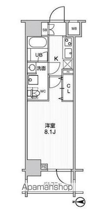 ステージグランデ錦糸町Ⅱ[1K/25.81m2]の間取図