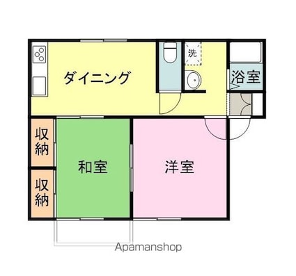 大西屋浜ハイツＣ[2DK/45m2]の間取図