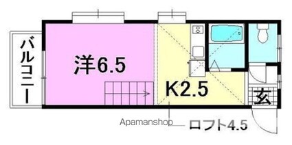 パステル祝谷[1K/23.91m2]の間取図