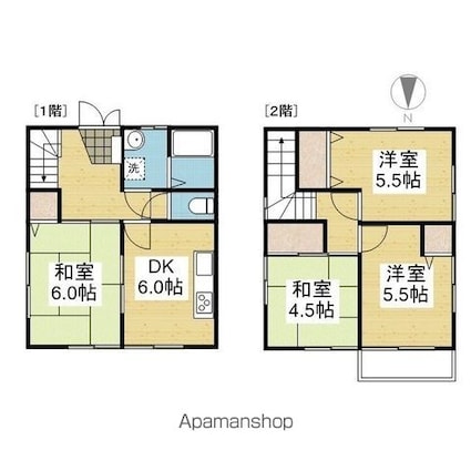 余戸玉井借家[4DK/69.56m2]の間取図