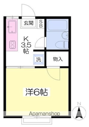 赤松ハイツ[1K/19.84m2]の間取図