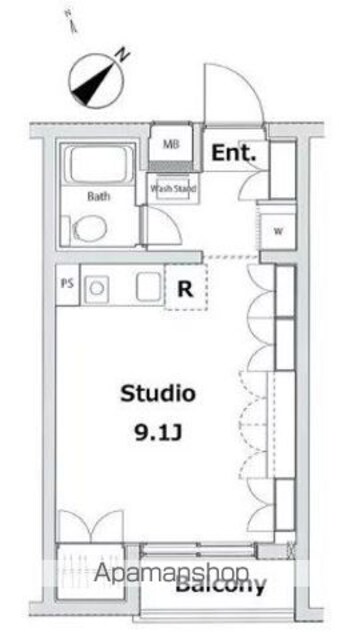 ソサエティ桜新町[1R/22.56m2]の間取図
